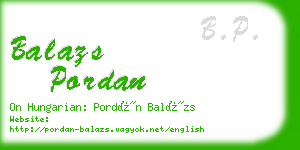 balazs pordan business card